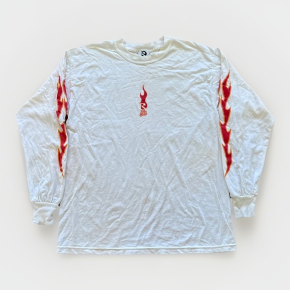 Vintage Redsand Shirt Mens L‎ Flames Skateboarding Surfing Y2k Skater White - Picture 1 of 7